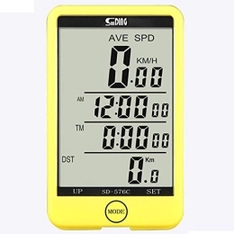 XIEXJ Cycling Computer XIEXJ Cycle Computer Speedometer Odometer with Wireless Cadence Sensor Outdoor LCD Backlight Automatic, Yellow