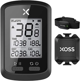 XOSS Accessories XOSS G+ Bike Computer GPS Wireless Speedometer Odometer Cycling Tracker Waterproof Road Electric Bike MTB Bicycle Bluetooth ANT+ Cycling Computers (G+＆Cadence / Speed Sensor＆HR Monitor)