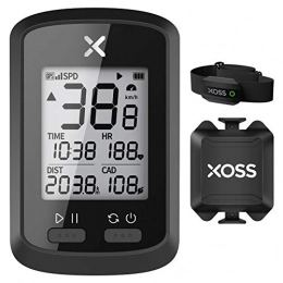XOSS Cycling Computer XOSS G+ GPS Bicycle Computer ANT+, Wireless Outdoor Bicycle Speedometer and Odometer, Suitable for Road Bikes E-Bike and MTB, Periphery such as Cadence and Chest Strap