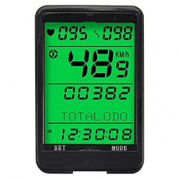 Yongqin Accessories Yongqin Bicycle Odometer Speedometer Bicycle Computer Wireless, Bicycle Computer Heart Rate, Heart Rate Monitoring, Bicyclespeedometer, Odometer, Backlight Lcd Display, Tracking Distance, Black