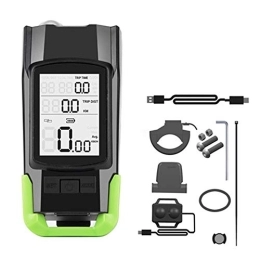 ZJJ Cycling Computer ZJJ Wireless Bicycle Odometer with LED Lights and Speakers LCD Backlight Waterproof Bike Computer USB Charging Cycling Speedometer for Tracking Time Speed