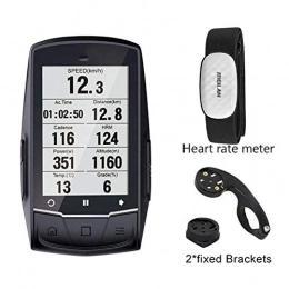 ZW Accessories ZW GPS Navigation Bike Computer, Bluetooth Speedometer Connect Wireless Speedometer Cycling Bike Odometer with Large Screen Black
