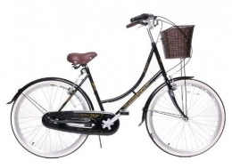 Ammaco Bici AMMACO HOLLAND CLASSIC TRADITIONAL DUTCH STYLE HERITAGE LIFESTYLE LADIES BIKE WITH 3 SPEED STURMEY ARCHER GEARS AND WICKER STYLE BASKET 16 FRAME GLOSS BLACK by Ammaco