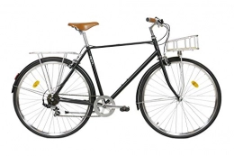 FabricBike Bici Cruiser FabricBike City Classic- Comfort Tradizionale a 7 velocità Shimano Bicicletta Ibrida, Urban Commuter Road Bike, Ruote 700 C (Matte Black Deluxe, L-58cm)