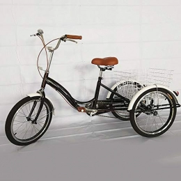 LianDu Bici Cruiser Triciclo per Adulti 20" 3 Ruote velocità Singola Bianco / Nero Bicicletta da Crociera Triciclo da Carico Bicicletta in Acciaio Ad Alto Tenore di Carbonio con Cestino (Nero)