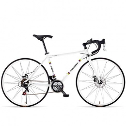 BCX Bici BCX Bicicletta da strada a 21 velocità, bici da strada da uomo con telaio in acciaio al carbonio, bicicletta da città con ruote 700C con freno a doppio disco, bianco, impugnatura diritta, bianca, Manig
