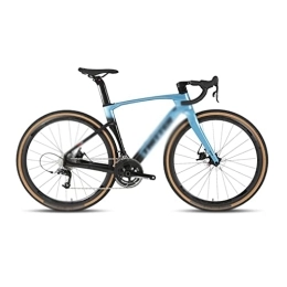  Bici da strada Bicycles for Adults Road Bike Disc Brake Fully Hidden Cable Carbon Fiber Handlebar use groupset (Color : Blue, Size : 22_48CM)