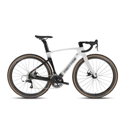  Bici da strada Bicycles for Adults Road Bike Disc Brake Fully Hidden Cable Carbon Fiber Handlebar use groupset (Color : White, Size : 22_45CM)
