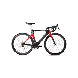  Bici Bicycles for Adults Road Bike Full Carbon Fiber Bicycle 22 Speed Adult Male Female Cycling Racing Bicycle Aerodynamics Frame Carbon Rim (Color : Red, Size : 50cm(165cm-180cm))