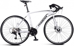 Bike Bici BIKE Bicicletta Bicicletta da strada per adulti, doppio freno a disco Uomo 'S Racing con telaio in acciaio ad alto tenore di carbonio Bicicletta multiuso da città, bianca, 21 velocità