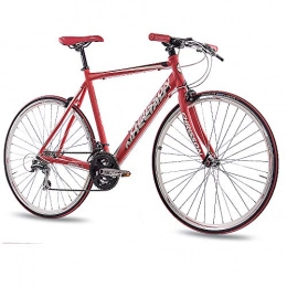 CHRISSON Bici da strada Chrisson Airwick, bicicletta da corsa da 28 pollici, colore rosso, 56 cm, con cambio Shimano Acera a 24 marce, bicicletta urbana per uomo e donna