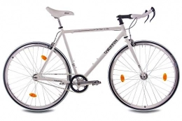 CHRISSON Bici da strada Chrisson - Bicicletta vintage fissa, 28 pollici, stile rétro, stile rétro, con corno da uomo, colore bianco, bianco, Rahmengrösse: 59cm