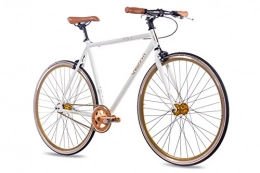 CHRISSON Bici da strada Chrisson FG Flat 1.0 bicicletta da corsa singlespeed a scatto fisso, 28 pollici, colore bianco e oro, modello 2016, 59 cm (Sw 12)