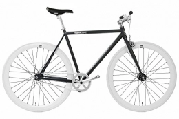 FabricBike Bici FabricBike-Bicicletta Fixie Nera, Single Speed, Fixie Bike, Telaio Hi-Ten di Acciaio, 10kg (Black & White, L-58)