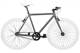 FabricBike Bici da strada FabricBike-Bicicletta fixie nera, single speed, fixie bike, telaio Hi-Ten di acciaio, 10kg (Graphite & White, M-53cm)