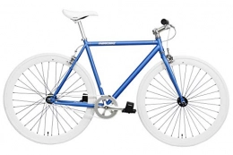FabricBike Bici FabricBike-Bicicletta Fixie Nera, Single Speed, Fixie Bike, Telaio Hi-Ten di Acciaio, 10kg (Matte Blue & White, M-53)
