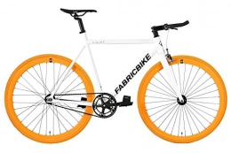 FabricBike Bici da strada FabricBike Light - Bicicletta Fixie, Fixed Gear, Single Speed, Telaio Forcella Alluminio, Ruote 28", 3 Taglie, 4 colori, 9, 45 kg (Taglia M), Light White & Orange, M-54cm