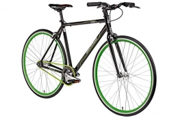 Fixie 28 pollici Single Speed Retro bicicletta 28 Fitness Bike Fixed Gear Bici da Corsa Bike Flip Flop mozzo 52 cm/56 cm altezza telaio: Uomo e Donna in 4 colori e 2 dimensioni, Kiwi, nero/verde, 52