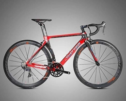 GUIO Bici GUIO Bicicletta da Strada per Bici da Strada 22 velocità in Fibra di Carbonio, Rosso Nero, 46 ​​cm (165 cm-170 cm)
