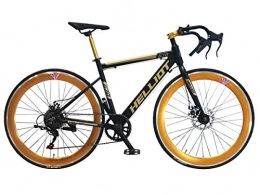 Helliot Bikes Bici da strada Helliot Bikes Goa 7.0 Black, Bicicletta da Strada Unisex-Adult, Dorato / Nero, M-L