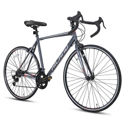 ROCKSHARK Bici da strada Hiland 700c City Commuter - Bicicletta da corsa in acciaio, 28 pollici, con Shimano a 12 marce, colore: nero / giallo / argento
