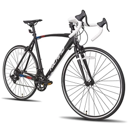 STITCH Bici da strada Hiland - Bicicletta da corsa 700c, 14 marce, cambio 55 cm, telaio in alluminio, per uomo e donna, colore nero