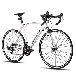 ROCKSHARK Bici da strada Hiland - Bicicletta da corsa 700c, telaio leggero in alluminio, con 14 velocità, 50, 55, 60 cm, da uomo e da donna