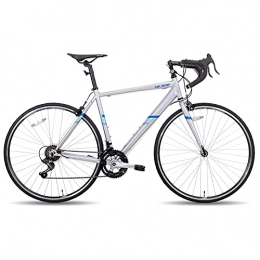 Hiland Bici Hiland Biciclette da corsa 700C in acciaio, Biciclette da starda per Pendolare urbano con 14 velocità, colore argento…