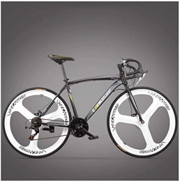HU Road Bike, Adulto in Acciaio ad Alto Carbonio Telaio Ultra-Light Biciclette, in Fibra di Carbonio Forcella Endurance Strada Bicicletta, Utility Bike (Color : 3 Spoke Black, Size : 21 Speed)
