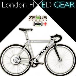 London FIXED GEAR Bici London Fixed Gear Zehus e-bike + Shadow Smart elettrica Pedelec bicicletta, 52