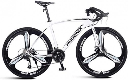Robusto Adulti Road Bike, Uomini Bicicletta da corsa con doppio freno a disco,-alto tenore di carbonio in acciaio telaio da strada Bicicletta, Utility Bike ( Color : White , Size : 27 Speed 3 Spoke )