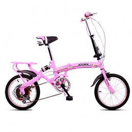 YNLRY di Bici Piegante Piegante Donne Bicicletta A 6 Marce da 16 Pollici Set Ruote Shifting Compact (Color : Pink, Size : 16 inch)
