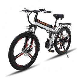 HOME-MJJ Bici elettriches 12.8Ah bici elettrica 26 pollici elettrico pieghevole 48V bicicletta 500W 21 Velocità Montagna-bici in lega di alluminio Telaio Bycycle Eletric (colore: nero) ( Color : Black , Size : 500W-12.8Ah )