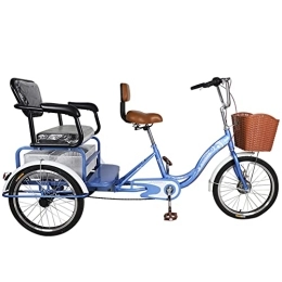 20" Bicicletta Elettrica A 3 Ruote per Adulti 48V Triciclo per Anziani Shopping Cargo Trike Bicicletta A 3 velocità con Sedile Posteriore E Cestino Shopping per Gli Sport all'Aria Aperta Shopping,Blu