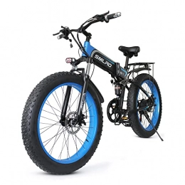 HFRYPShop Bici elettriches 26" Bici Elettrica per Adulti, Pieghevole 4.0 Fat Tire E-Bike Batteria Removibile da 48V, 10Ah, Cambio Shimano a 7 Marce, Mountain Bike per Attività All'aperto (blue)