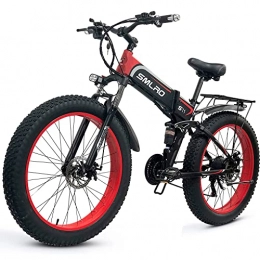 HFRYPShop Bici elettriches 26" Bici Elettrica per Adulti, Pieghevole 4.0 Fat Tire E-Bike Batteria Removibile da 48V, 10Ah, Cambio Shimano a 7 Marce, Mountain Bike per Attività All'aperto (red)