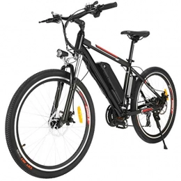 TTKU Bici 26''Bicicletta Elettrica, 250W Bici Elettriche, Batteria 36V 12.5 Ah, Cambio Shimano a 21 velocità, Mountain Bike Adatto per adolescenti e adulti (Nero rosso 2)