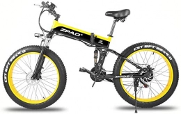 IMBM Bici elettriches 26 inch 48V 500W Folding Mountain Bike, Bici da 4, 0 Fat Tire Elettrico, Regolabile, Display LCD Manubrio con USB Plug (Color : Black Yellow, Size : 12.8Ah1SpareBattery)