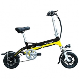 Foldable bicycle Bici 36V 12 Pollici Batteria al Litio di Alluminio Ultra Leggero in Lega Pieghevole Bicicletta elettrica (Color : Black+Yellow 11A)