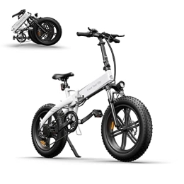 A Dece Oasis Bici ADO - Bicicletta elettrica A20F, 20 x 4, 0 pollici, pedelec e-fatbike, pieghevole, a 7 marce, cambio a catena, 250, 00 W, colore: Bianco
