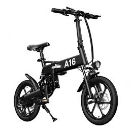 ADO Bici ADO Bicicletta elettrica pieghevole A16 da 16" e 1, 95", con motore da 350 W, batteria rimovibile da 36 V / 7, 8 Ah, cambio Shimano a 7 marce, velocità massima 35 km / h, autonomia chilometrica fino a 70 km