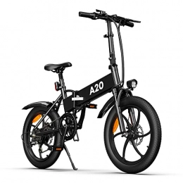 ADO Bici ADO Bicicletta Elettrica Pieghevole per Adulto, 20'Bici Elettrica con Pedalata Assistita, LCD Display e Luci ​LED, Batteria da 10.4Ah, 25 km / h, 250W, Ebike è per Neve, Montagna, Sabbia, Nero