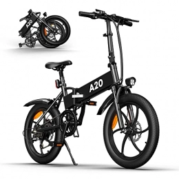 ADO Bici elettriches ADO Bicicletta Elettrica Pieghevole per Adulto, 20'Bici Elettrica con Pedalata Assistita, LCD Display e Luci ​LED, Batteria da 10.4Ah, 25 km / h, 250W, Ebike è per Neve, Montagna, Sabbia, Nero