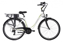 Adore Bici Adore City Pedelec Versailles - Bicicletta elettrica da donna, in alluminio, 250 Watt ioni di litio 36 V / 10, 4 Ah, 6 marce, colore bianco-verde, 28.