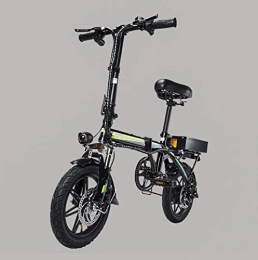 AISHFP Bici elettriches Adulti 14inch Piccolo Pieghevole Bici elettrica, Batteria al Litio 48V, Donne Mini Bicicletta elettrica, E-Bikes con Smart Meter, Nero, 70KM