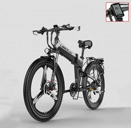 AISHFP Bici Adulti 26 inch Electric Mountain Bike, 48V Batteria al Litio Bicicletta elettrica, con antifurto / a velocità Fissa di Crociera / 5 Marce assistere, B, 10.4AH