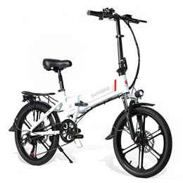 AJLDN Bici elettriches AJLDN Bicicletta Elettrica Pieghevole, 20'' Mountain Bike Elettrica con LCD Display Luci ​LED Ebike Bici Elettrica con Batteria Rimovibile 48v 10, 4AH E-Bike 7 velocità (Color : White)