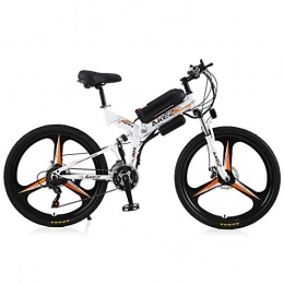 AKEZ Bici elettriches AKEZ Bicicletta elettrica pieghevole da 26", bicicletta elettrica pieghevole, per adulti, 250 W, bicicletta elettrica Pedelec, da uomo e da donna, con batteria da 36 V, Shimano 21 (bianco arancione)
