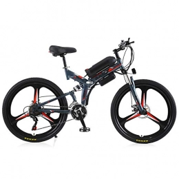 AKEZ Bici elettriches AKEZ Bicicletta elettrica pieghevole da 26", per adulti, pieghevole, 250 W, bicicletta elettrica Pedelec, da uomo e da donna, con batteria da 36 V (grigio rosso)