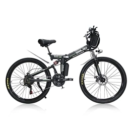AKEZ Bici elettriches AKEZ Biciclette elettriche pieghevoli per adulti, uomini e donne, 26'' 250W pieghevole bicicletta elettrica mountain bike per uomini e tutti i terreni con batteria al litio rimovibile 48V 10A (nero)